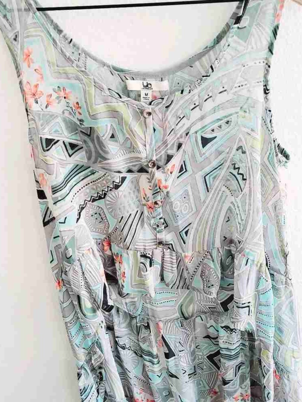 Casual Mint Geo Print Sleeveless Top